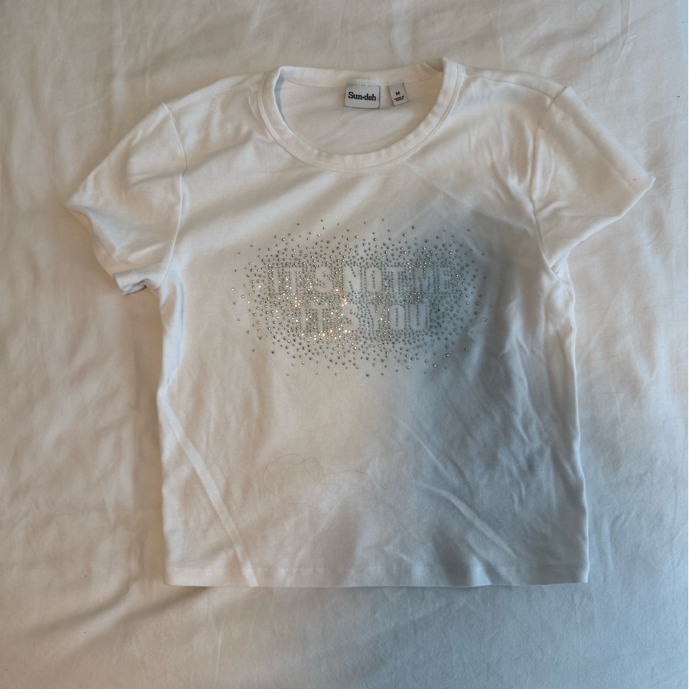 Aritzia Bedazzled Baby Tee
